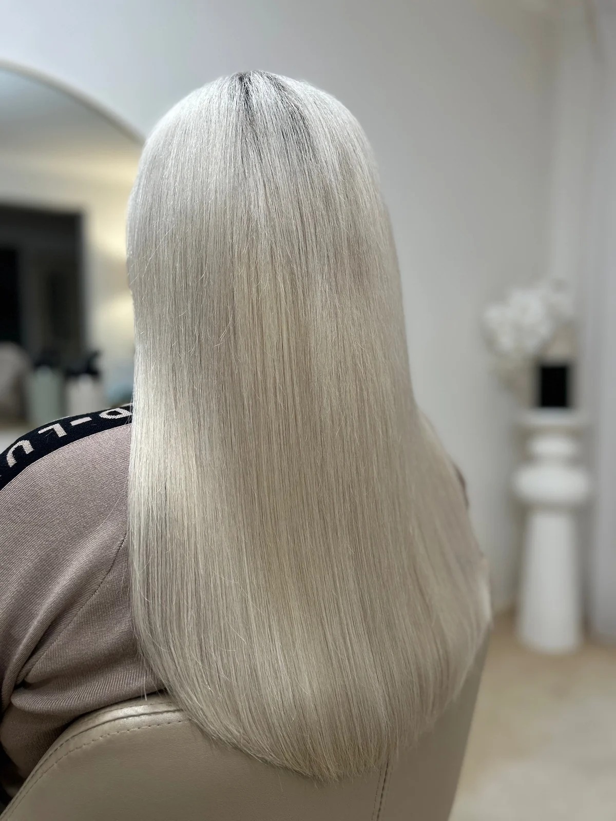 16 inch invisible weft hair extensions on a petite client